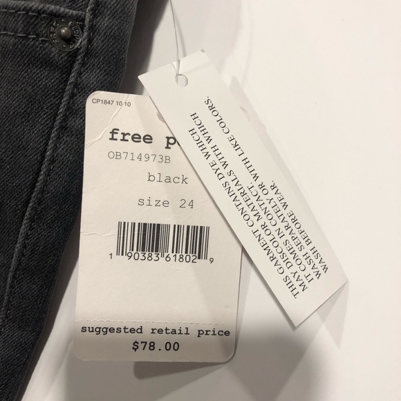 Free People High Rise Distressed Black Jeans 24 - Picture 4 of 6